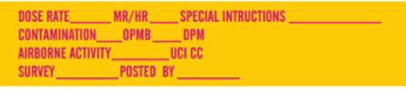 Dose Rate__Mr/Hr__Special Instructions__Contamination Sign, 1.6875" H x 8" W, Polycarbonate