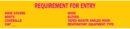 Requirement For Entry Sign, 1.6875" H x 8" W, Plastic