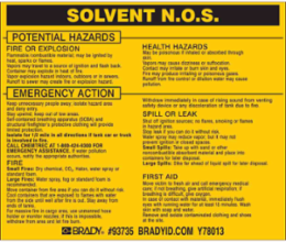 SOLVENT N.O.S. Labels, 3.5" H x 4.5" W x 0.005" D, Black on Yellow