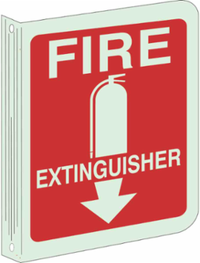 BradyGlo Fire Extinguisher Sign, 12 Inch H x 9 Inch W, Glow in the Dark, Polystyrene
