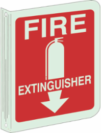 BradyGlo Fire Extinguisher Sign, 12 Inch H x 9 Inch W, Glow in the Dark, Polystyrene