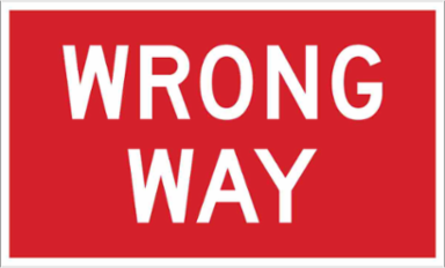 Wrong Way Sign, 18" H x 30" W x 0.090" D, Aluminum