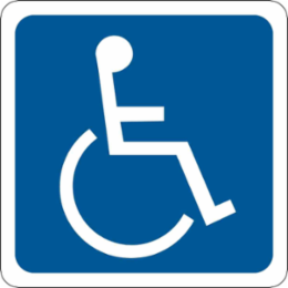 Handicapped Picto Sign, 12" H x 12" W x .035" D, Aluminum