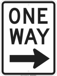 One Way Sign, 24" H x 18" W x 0.090" D, Aluminum, , Arrow Direction Right