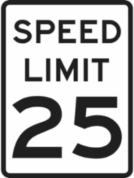 Speed Limit 25 Sign, 24" H x 18" W x 0.090" D, Aluminum
