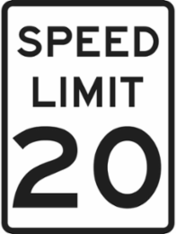 Speed Limit 20 Sign, 24" H x 18" W x 0.090" D, Aluminum