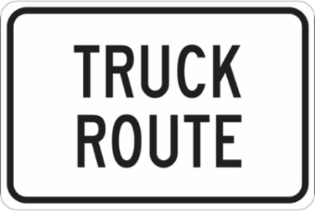 Truck Route Sign, 18" H x 24" W x 0.090" D, Aluminum
