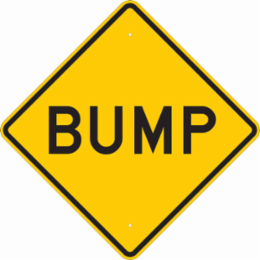 Reflective Aluminum Bump Sign 24 Inch H x 24 Inch W x 0.035 Inch D, Black on Yellow