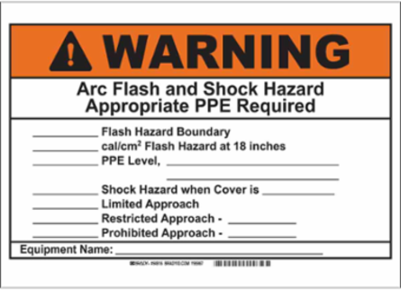 Arc Flash Safety Sign - 10 in H x 14 in W, Self-Adhesive, Polyester Material