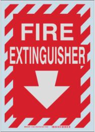 BradyLite Fire Extinguisher Sign 14 Inch H x 10 Inch W Reflective Plastic