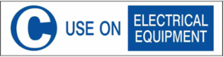 C USE ON ELECTRICAL EQUIPMENT Label, 1.5 Inch H x 6 Inch W, Vinyl, Outdoor Use