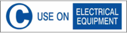 C USE ON ELECTRICAL EQUIPMENT Label, 1.5 Inch H x 6 Inch W, Vinyl, Outdoor Use