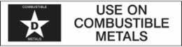 D: USE ON COMBUSTIBLE METALS Labels, 1.5" H x 6" W x 0.004" D, Black on White