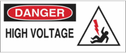 DANGER High Voltage Sign, 7" H x 17" W x 0.1" D, Fiberglass