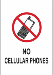 No Cellular Phones Sign, 10" H x 14" W x 0.06" D, Polystyrene