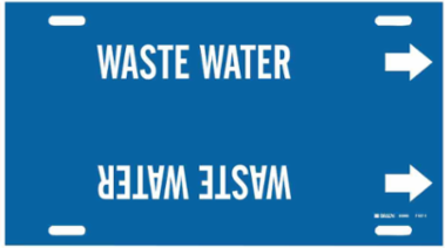 Strap-On Pipe Marker: WASTE WATER