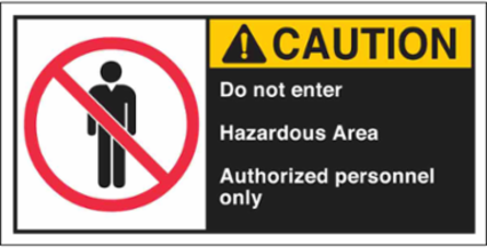 DO NOT ENTER HAZARDOUS AREA AUTHORIZED PERSONNEL ONLY Labels, 2.5" H x 5" W x 0.006" D, Black/Yellow on White