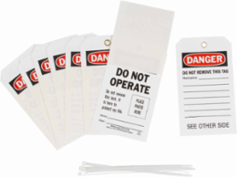 Self-Laminating Tags: DANGER: DO NOT OPERATE DO NOT REMOVE THIS LOCK. IT IS HERE TO PROTECT MY LIFE