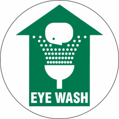 Anti-Skid Floor Sign, 17 Inch Diameter, Green on White, Eye Wash, Laminated Vinyl