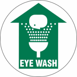 Anti-Skid Floor Sign, 17 Inch Diameter, Green on White, Eye Wash, Laminated Vinyl