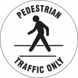 Anti-Skid Floor Sign, 17 Inch Diameter, Black on White, Self-Adhesive, Permanent Adhesive