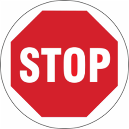 Anti-Skid Floor Sign, White on Red, 17 Inch Diameter, Laminated Vinyl