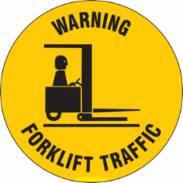 Anti-Skid Floor Sign 17 Inch Diameter Black on Yellow, Abrasion-Resistant PVC