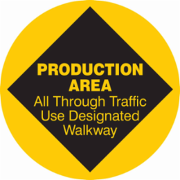 Anti-Skid Floor Sign, 17 Inch Diameter, Black on Yellow, Circle Shape
