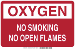 OXYGEN No Smoking No Open Flames Sign, 10" H x 14" W x 0.06" D, Polystyrene