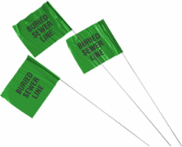 Marking Flags, 5" H x 4" W x 30" L, Pack of 100 Each, Black on Green