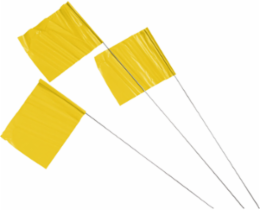 Marking Flags, 5" H x 4" W x 30" L, Pack of 100 Each, Yellow