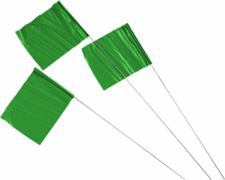 Marking Flags, 5" H x 4" W x 30" L, Pack of 100 Each, Green