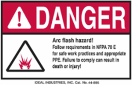 Arc Flash Label, 4 Inch H x 6 Inch W, Self-Adhesive Polyester, Non-Reflective