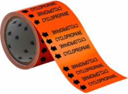 Self-Adhesive Pipe Marker: CYCLOPROPANE, 3" H x 3'W, Roll of 60 Each, Fits Pipes 0.75" Dia. or Smaller