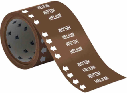HELIUM Pipe Marker, 3" H x 3'W, Roll of 60 Each, Fits Pipes 0.75" Dia. or Smaller