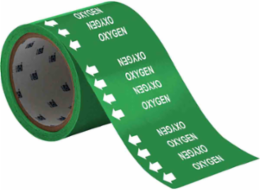 OXYGEN Pipe Marker, 3" H x 3'W, Roll of 60 Each, Fits Pipes 0.75" Dia. or Smaller