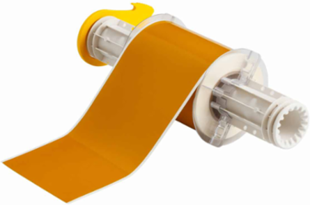Hi-Performance Polyester Labels 4 Inch x 50 ft, Ochre, Chemical-Resistant, Durable Adhesive