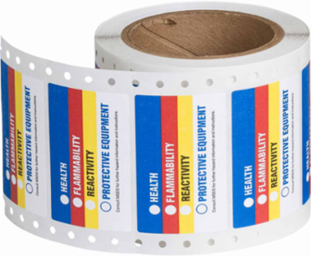 Small HMIG Labels (Reactivity), 1.87" H x 3" W, Black/Blue/Red/Yellow on White