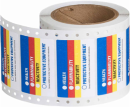 Small HMIG Labels (Reactivity), 1.87" H x 3" W, Black/Blue/Red/Yellow on White
