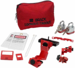 Breaker Lockout Sampler Kit with 2 Steel Padlocks and 2 Tags, Portable, Red Pouch