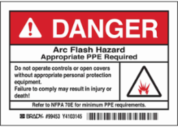 Arc Flash Danger Label - 3.5 Inch H x 5 Inch W, Self-Sticking Polyester, Pack of 5