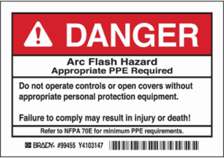 Arc Flash Labels, 3.5 Inch H x 5 Inch W, Self-Sticking Polyester, Pack of 5