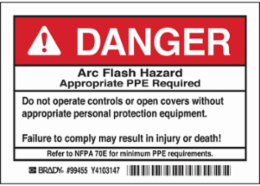 Arc Flash Labels, 3.5 Inch H x 5 Inch W, Self-Sticking Polyester, Pack of 5