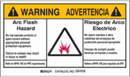 Arc Flash Hazard Labels, 3.5 in H x 6 in W, Self-Sticking Polyester, Bilingual