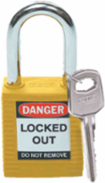 Nonconductive Nylon Padlock - 6-Pin Cylinder, 1.5 Inch Shackle Clearance, 1.75 Inch H x 1.5 Inch W x 0.8 Inch D