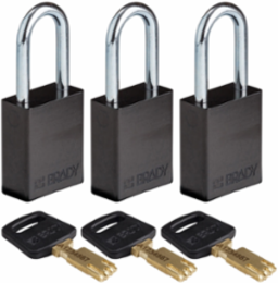 SafeKey Lockout Padlock 1.5 Inch Aluminum Steel Keyed Alike 3 Pack