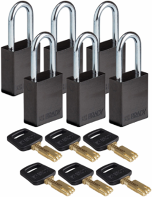 SafeKey Lockout Padlock 1.5 Inch Steel Keyed Alike, 6 Pack