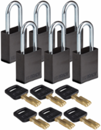SafeKey Lockout Padlock 1.5 Inch Steel Keyed Different 6 Pack
