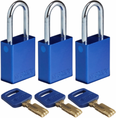 SafeKey Lockout Padlock 1.5 Inch Steel, Keyed Alike, Aluminum, 3 Pack