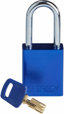 SafeKey Lockout Padlock Aluminum Blue 1.5 Inch Steel Keyed Different